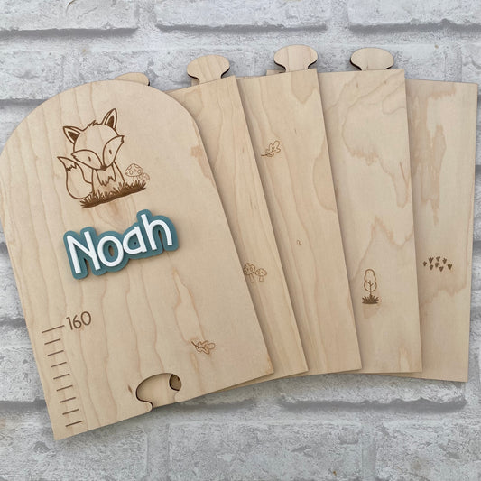 Woodland height chart with fox design
