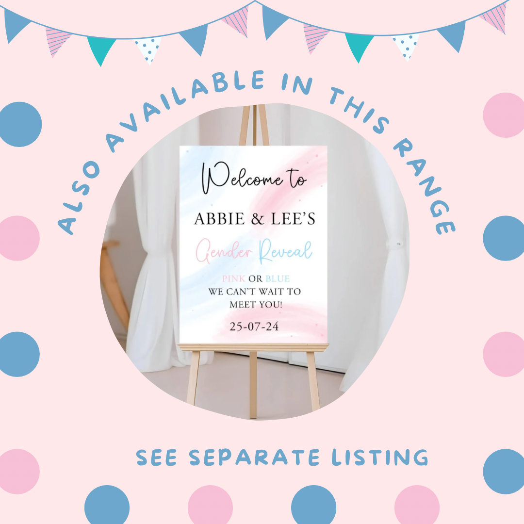 Gender reveal party welcome sign