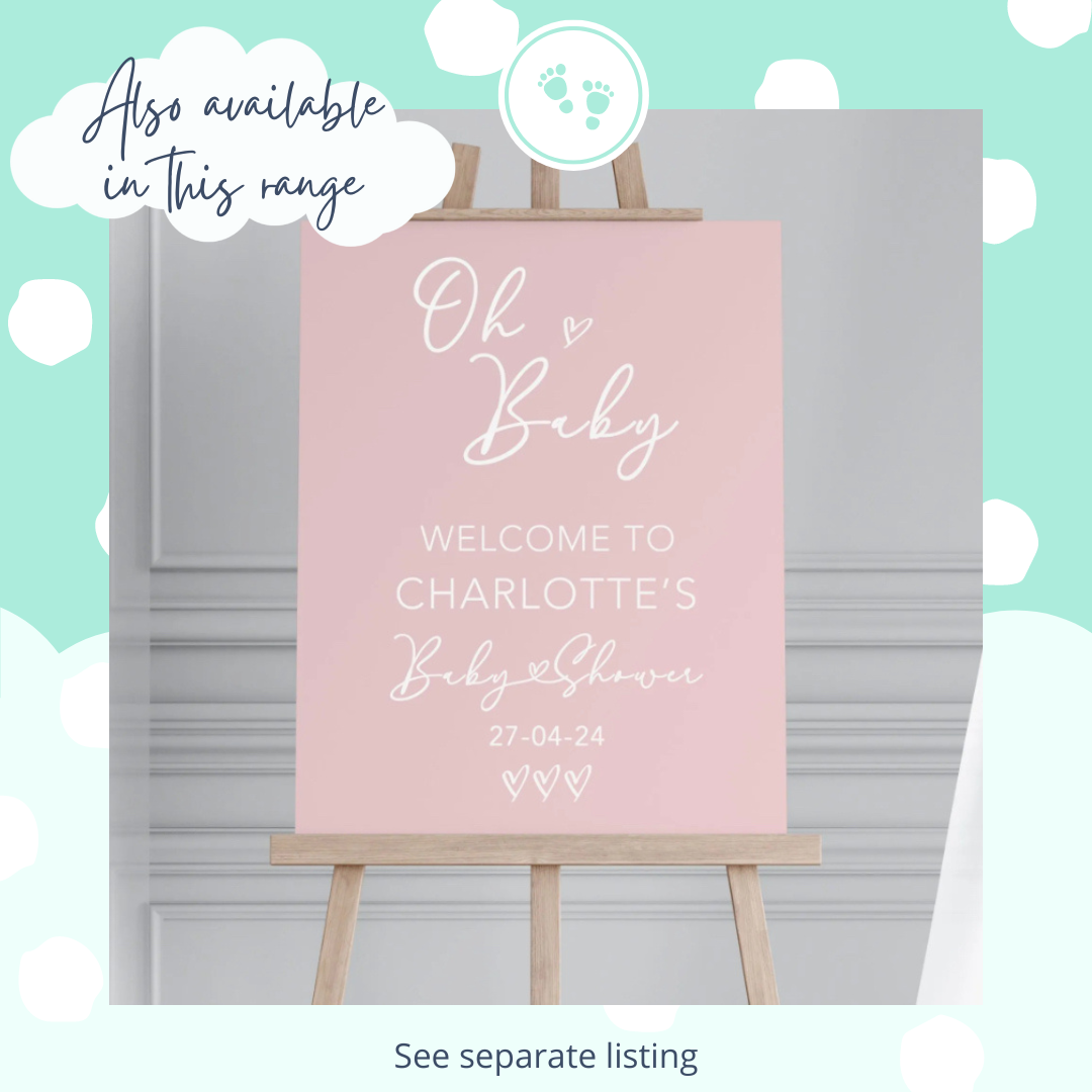 Pink personalised baby shower sign