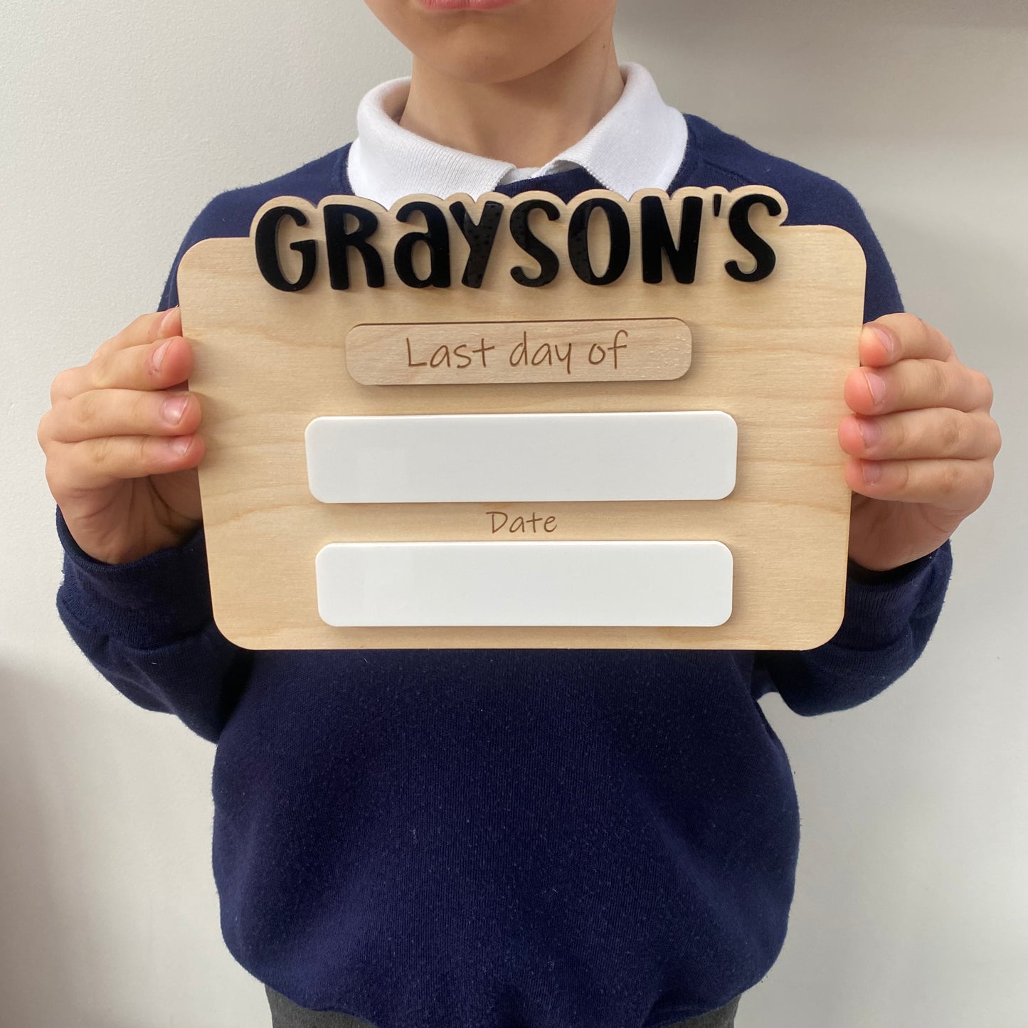 Wooden first day last day board