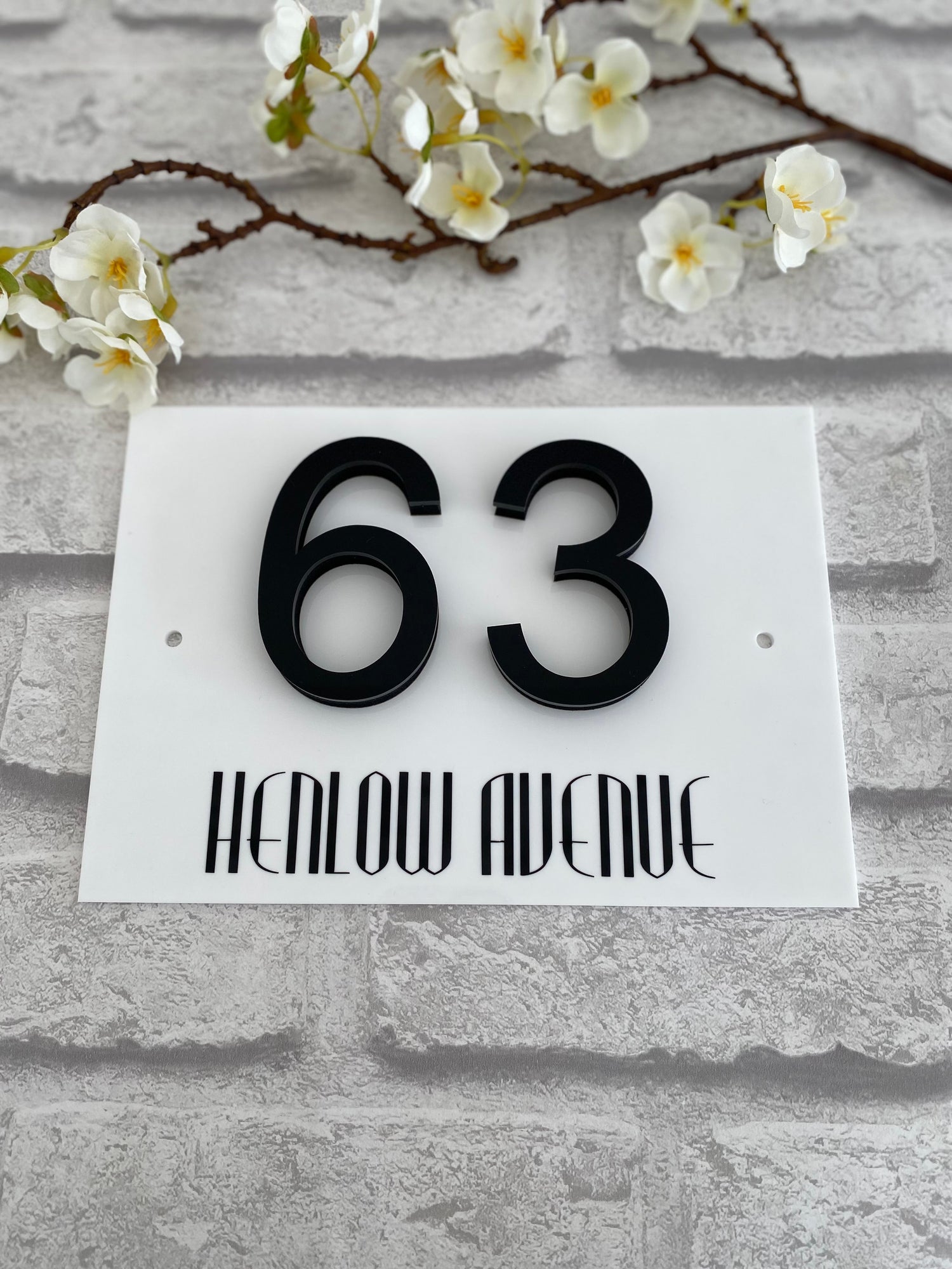 3d number white acrylic personlised house sign