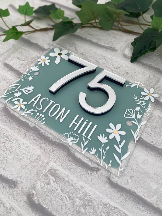 Wildflower Daisy Personalised House Sign