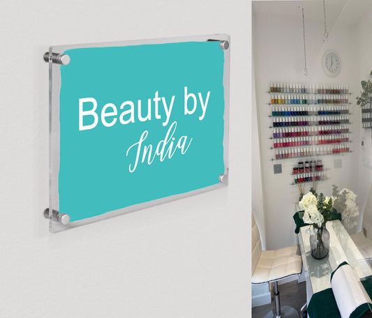 Customised painted acrylic beauty business sign