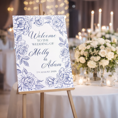 Blue Chinoiserie Style Wedding Sign