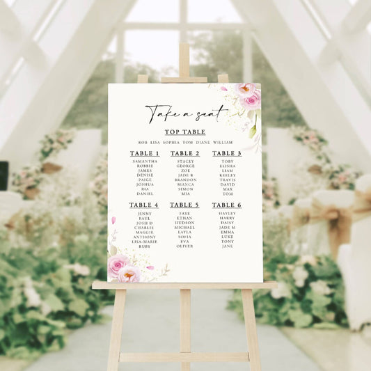 Classic rose wedding decorations - wedding seating chart sign