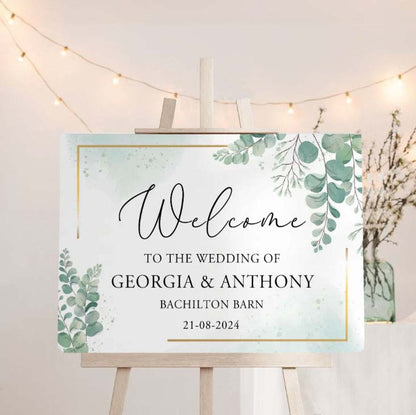 Wedding entrance sign - eucalyptus design 