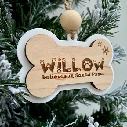 Double layer pet name Christmas ornament
