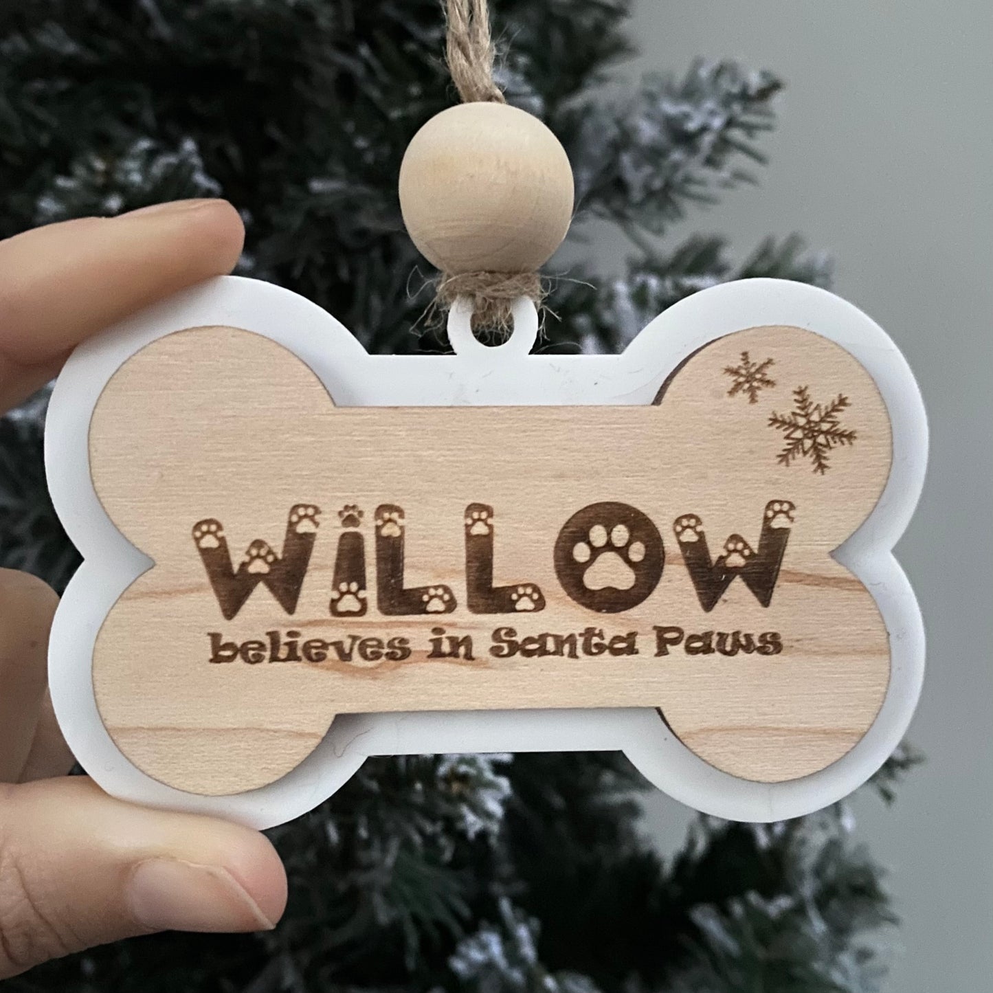 Engraved paw print pet ornament