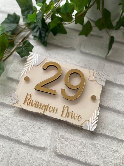 3D gold number personalised acrylic house sign