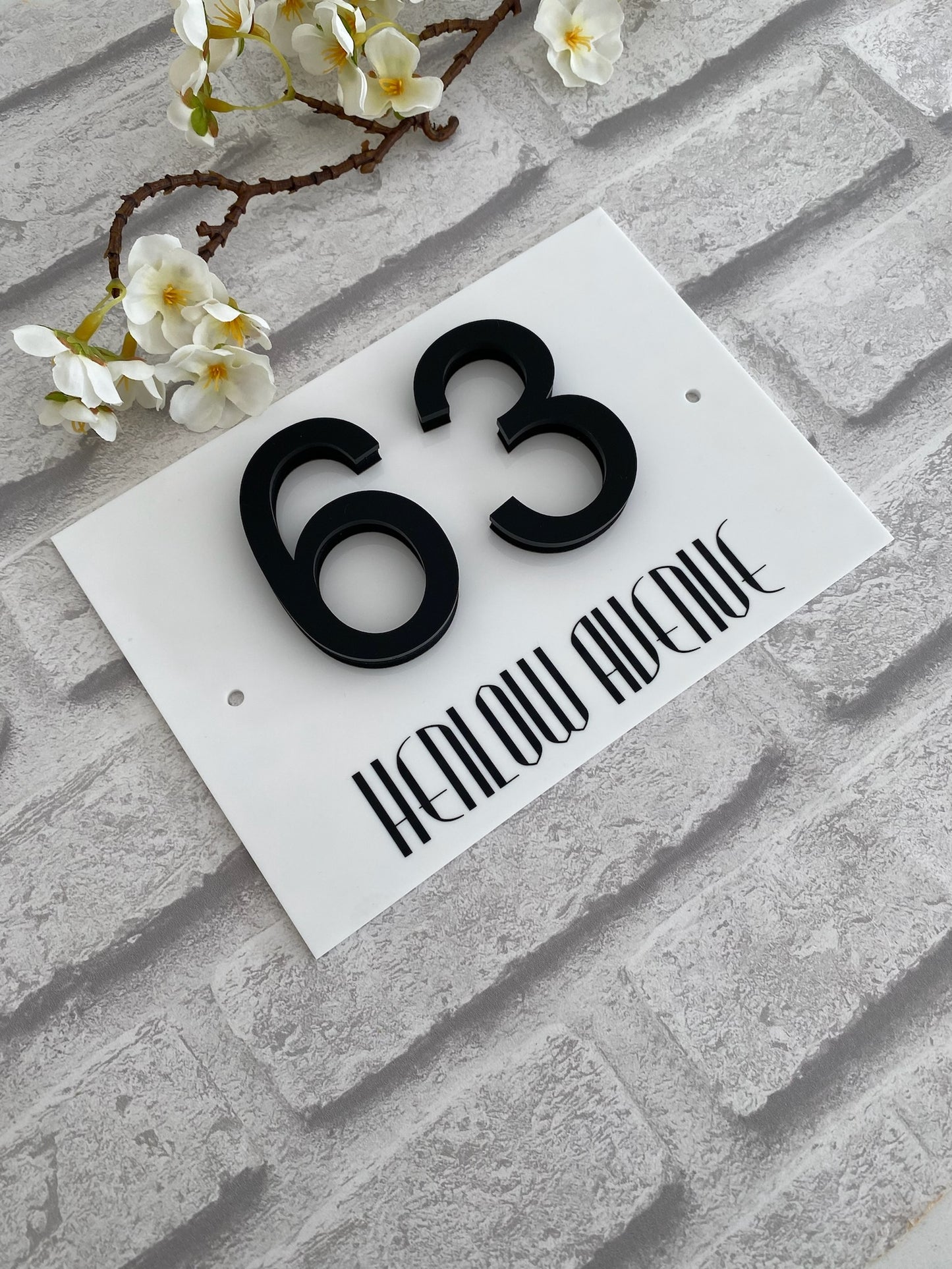 3D number personalised acrylic house sign