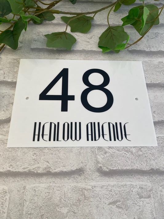 Classic acrylic personalised house number 