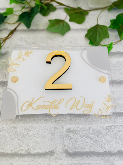 Modern design 3D gold number painted acrylic house sign