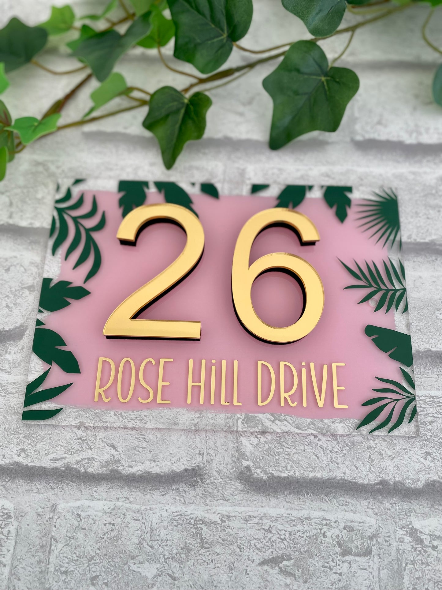 customised gold 3D number house sign