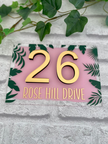customised gold 3D number house sign