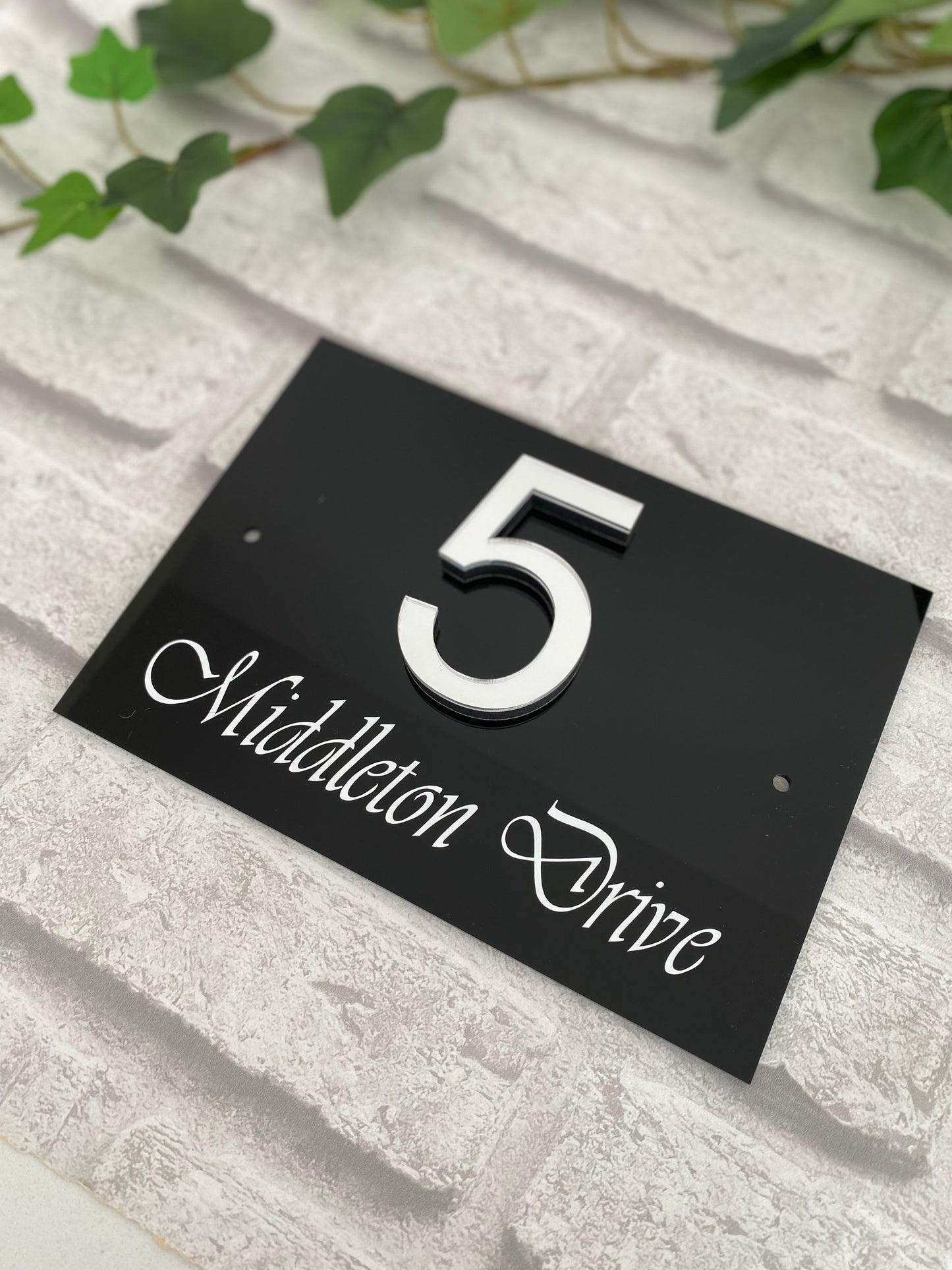 3D black acrylic personalised house sign