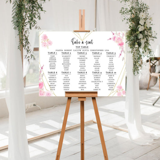 Modern wedding decorations - Seating chart sign 