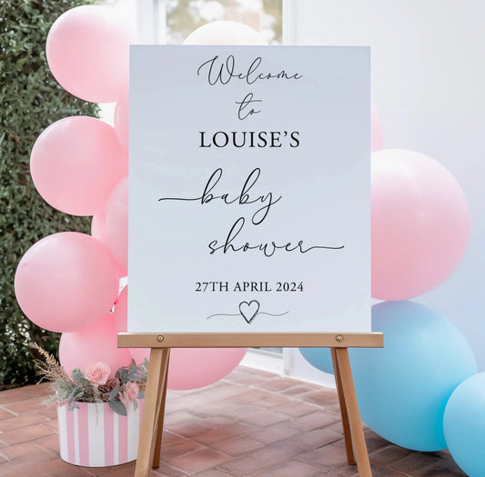 Modern personalised baby shower sign