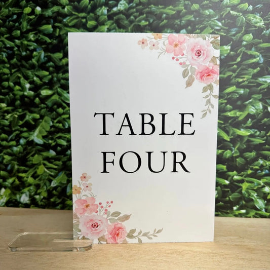 Pink Rose Table Number
