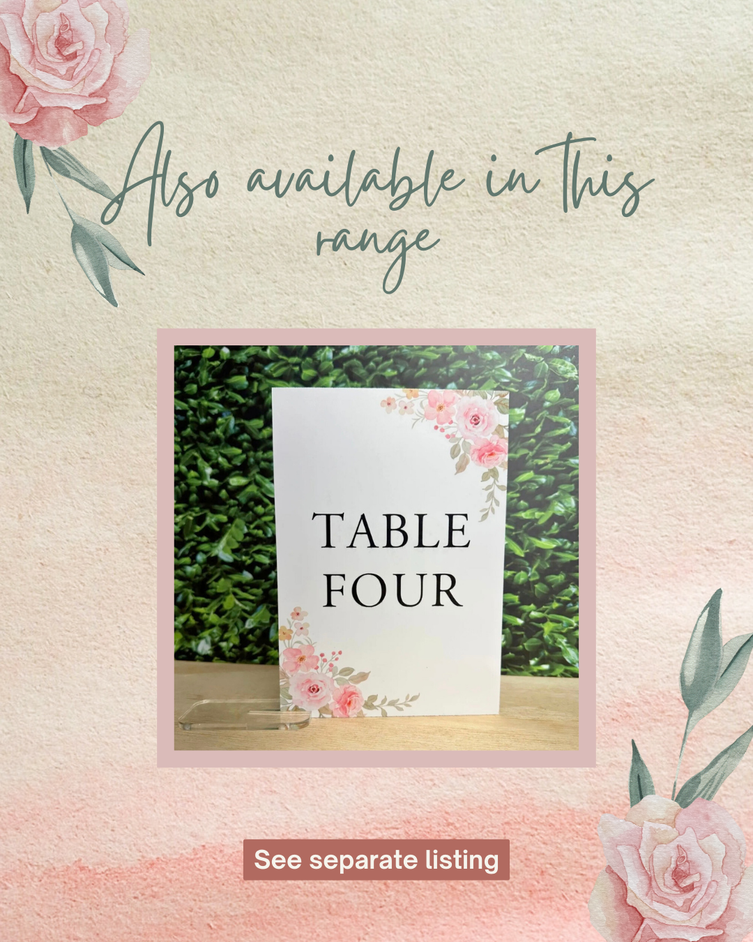 Pink Rose Seating Plan - 1 to 10 tables