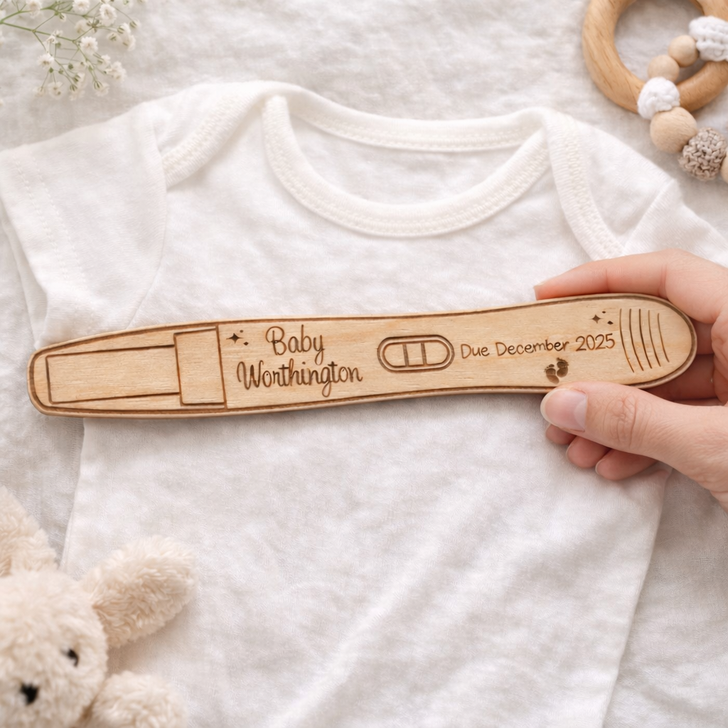 Wooden pregnancy reveal photo prop