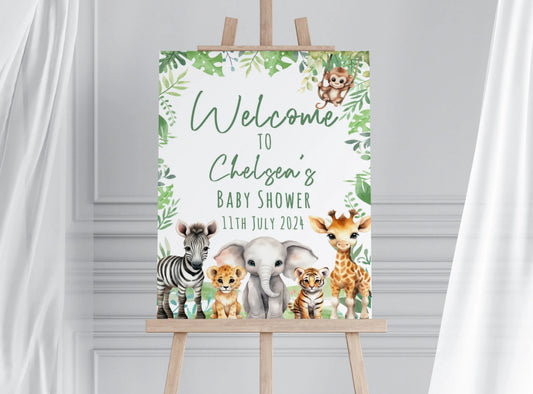 Safari theme baby shower welcome sign 